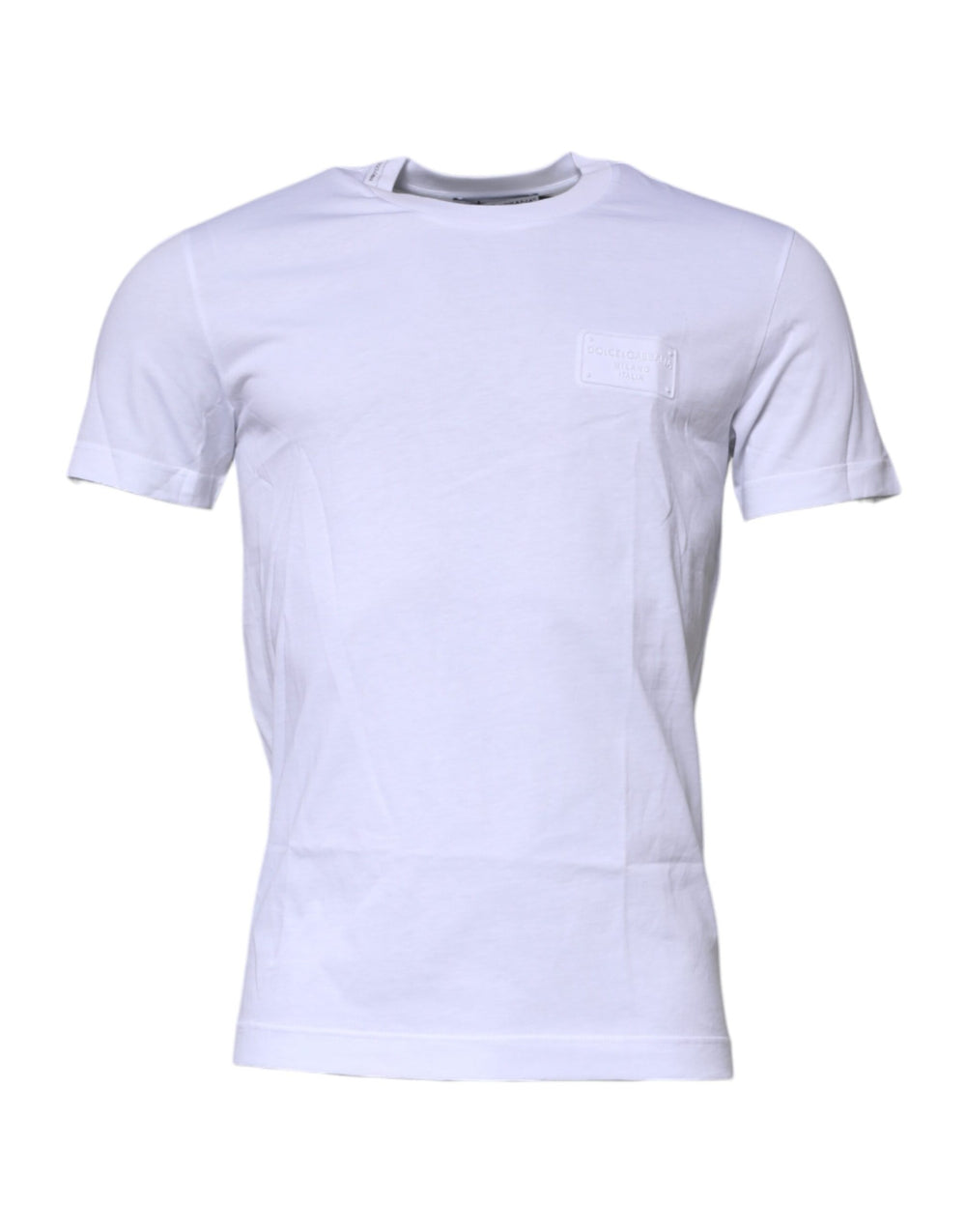 White Logo Plaque Cotton Crew Neck T-shirt mens luxury fashion - Mens Edit