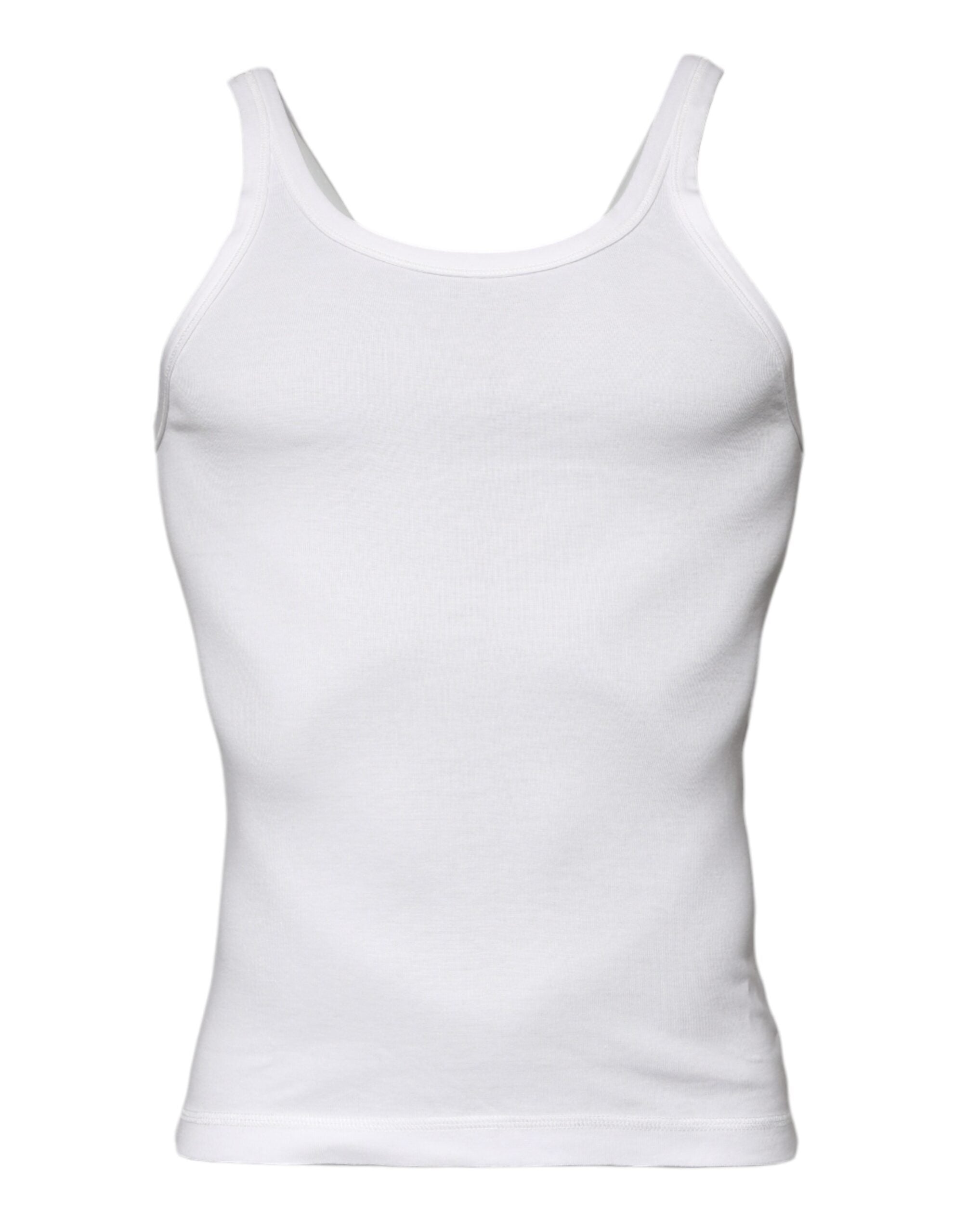 Dolce & Gabbana 100% Cotton Sleeveless T-shirt in Ivory