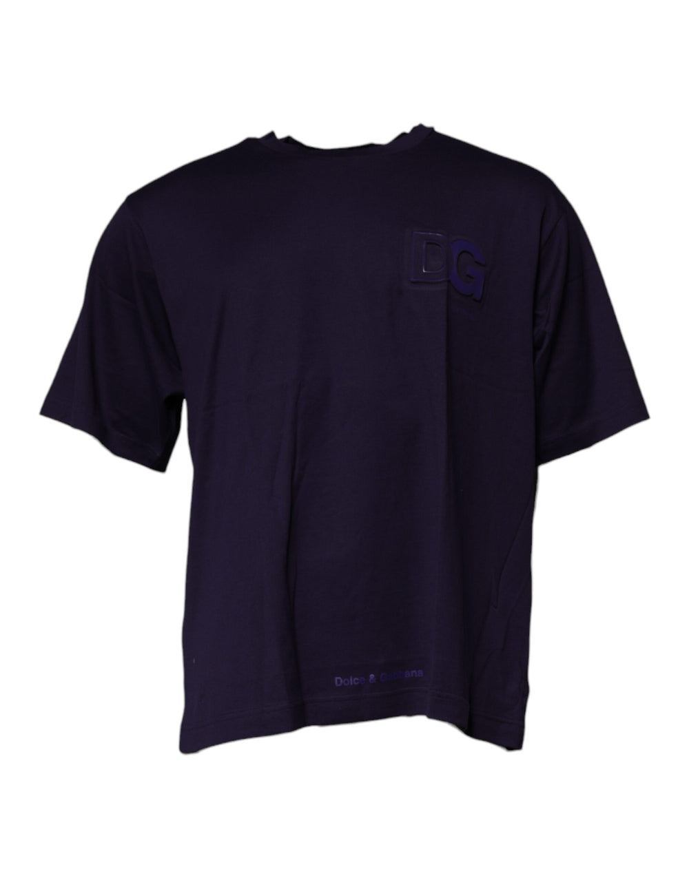 Dolce & Gabbana 100% Cotton Crew Neck T-shirt in Navy Blue