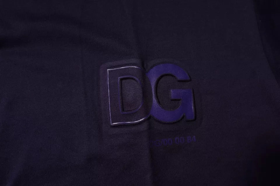 Dolce & Gabbana 100% Cotton Crew Neck T-shirt in Navy Blue