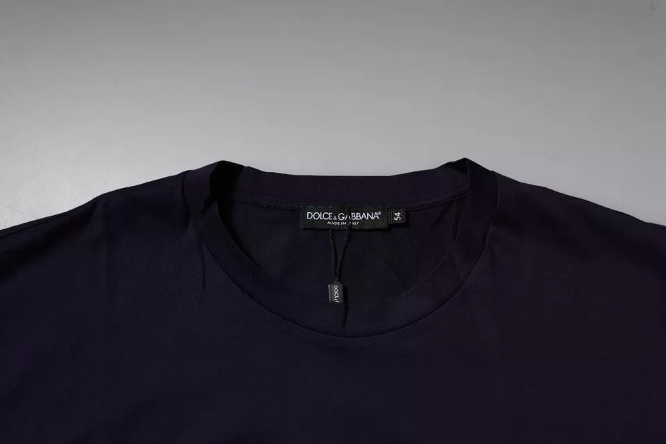 Dolce & Gabbana 100% Cotton Crew Neck T-shirt in Navy Blue