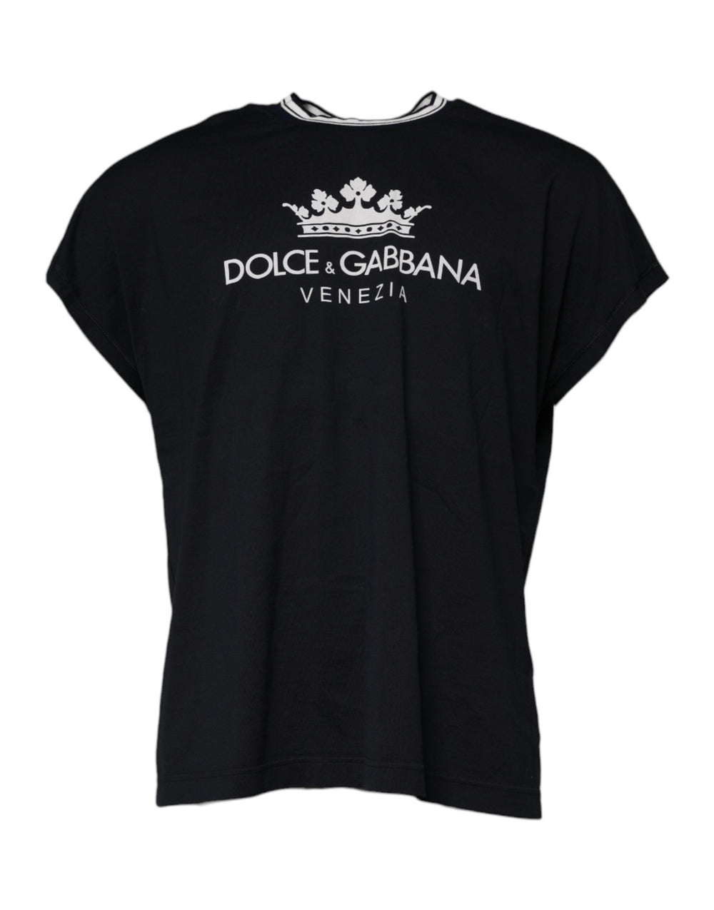 Dolce & Gabbana 100% Cotton Crew Neck T-shirt in Dark Blue