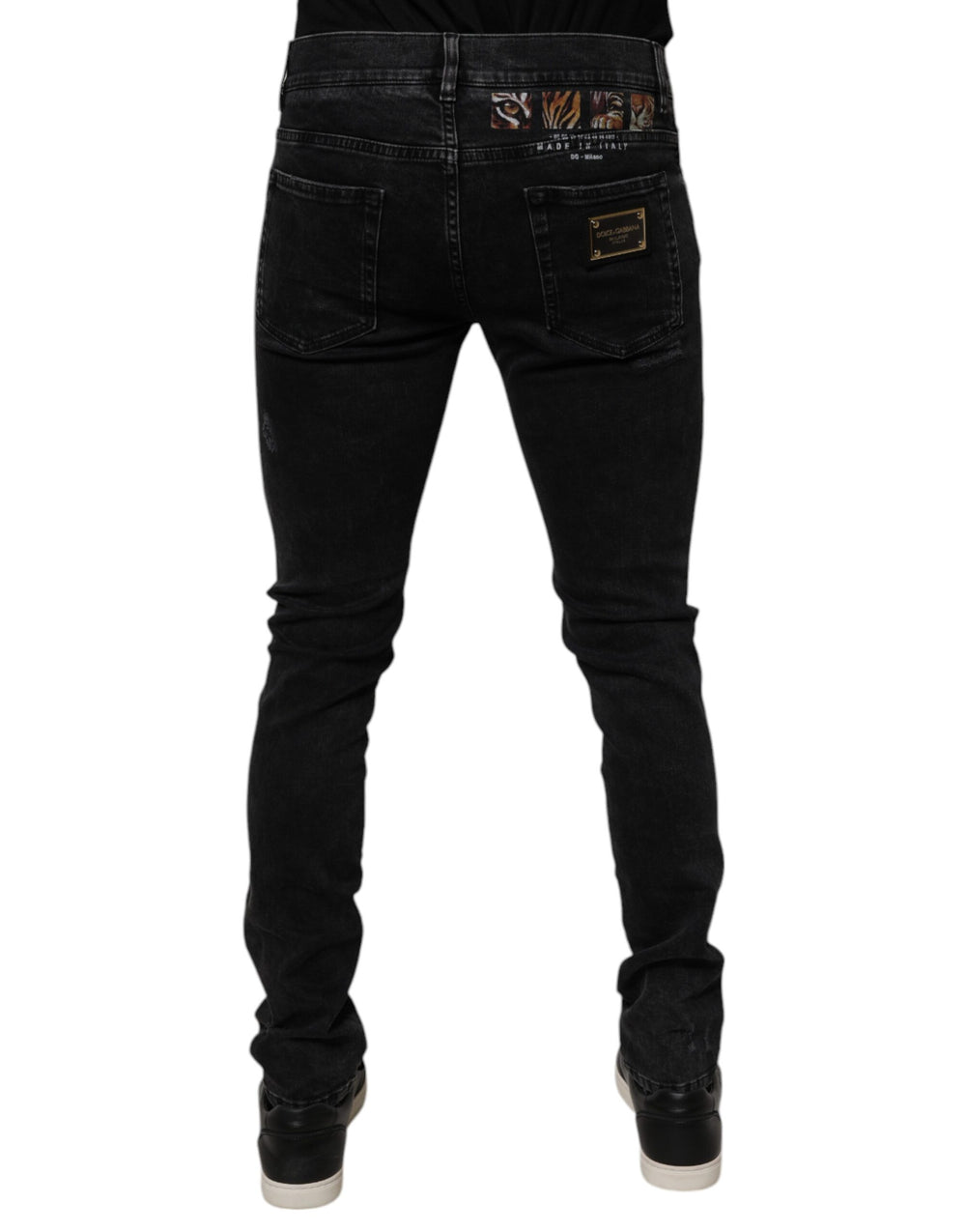 Dolce & Gabbana Distressed Cotton Skinny Jeans in Black