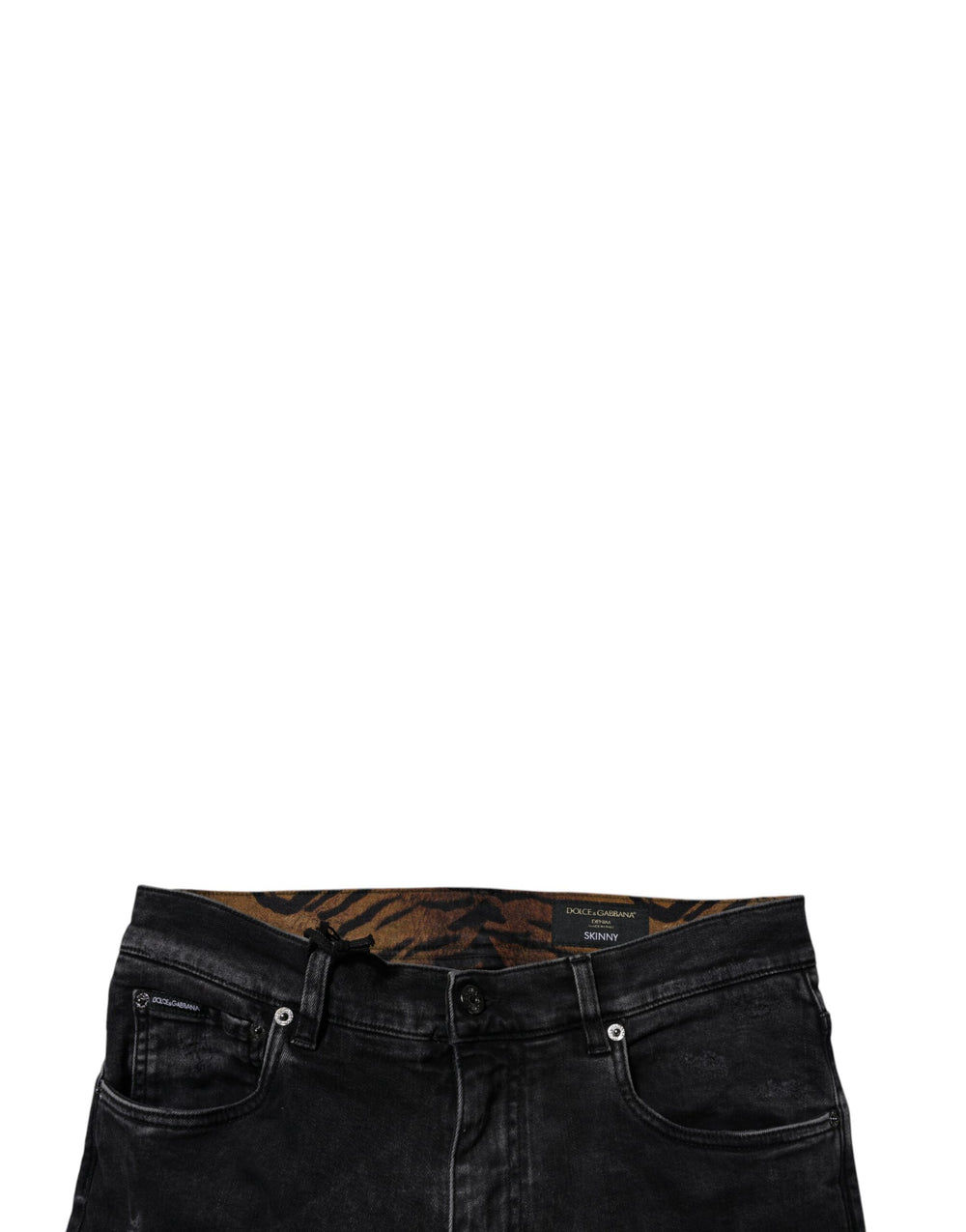 Dolce & Gabbana Distressed Cotton Skinny Jeans in Black