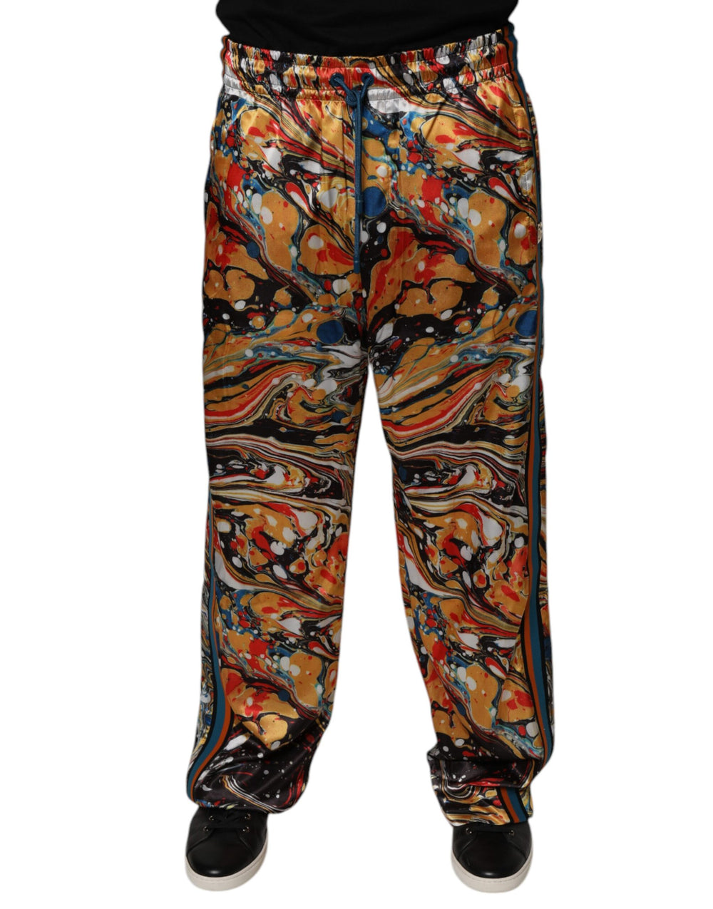 Multicolor Marble Satin Men Tracksuit Pants mens luxury fashion - Mens Edit