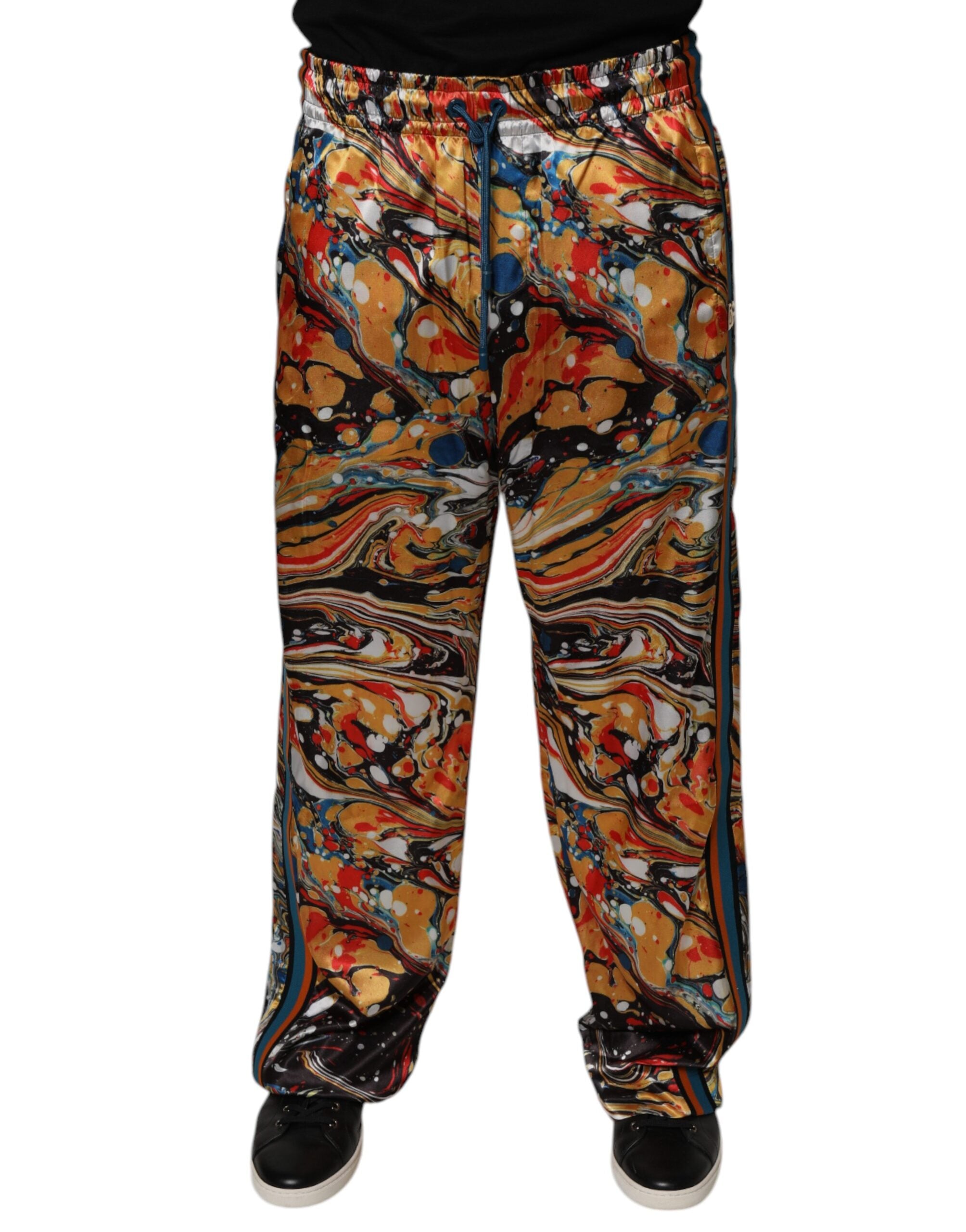 Dolce & Gabbana Παντελόνι Φόρμας από Σατέν με Marble Print σε Πολύχρωμο