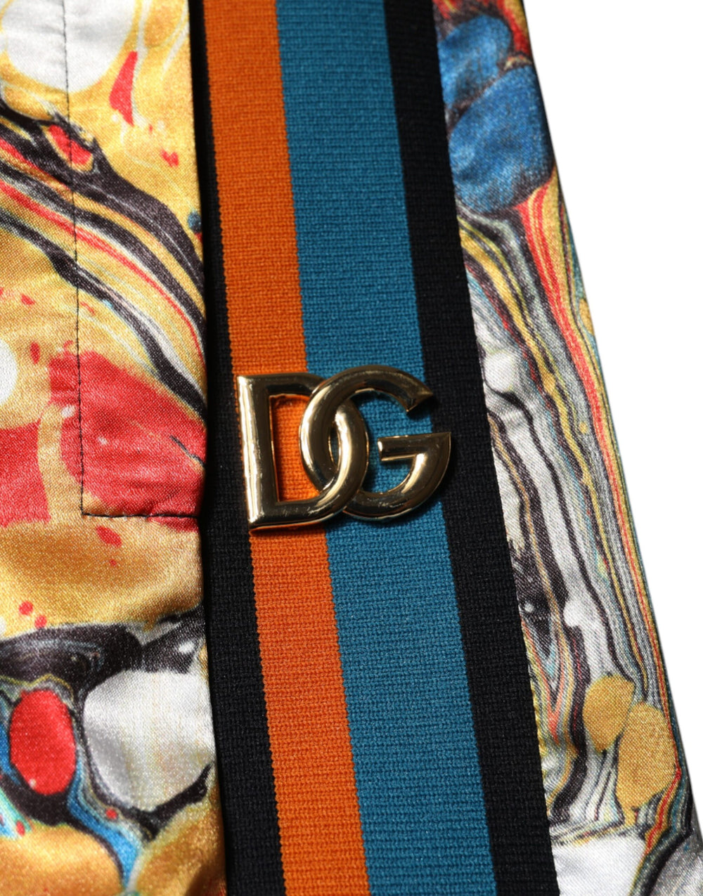 Dolce & Gabbana Marble-Print Satin Tracksuit Trousers in Multicolor