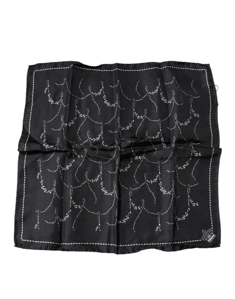 Dolce & Gabbana 100% Silk Patterned Handkerchief Scarf in Black