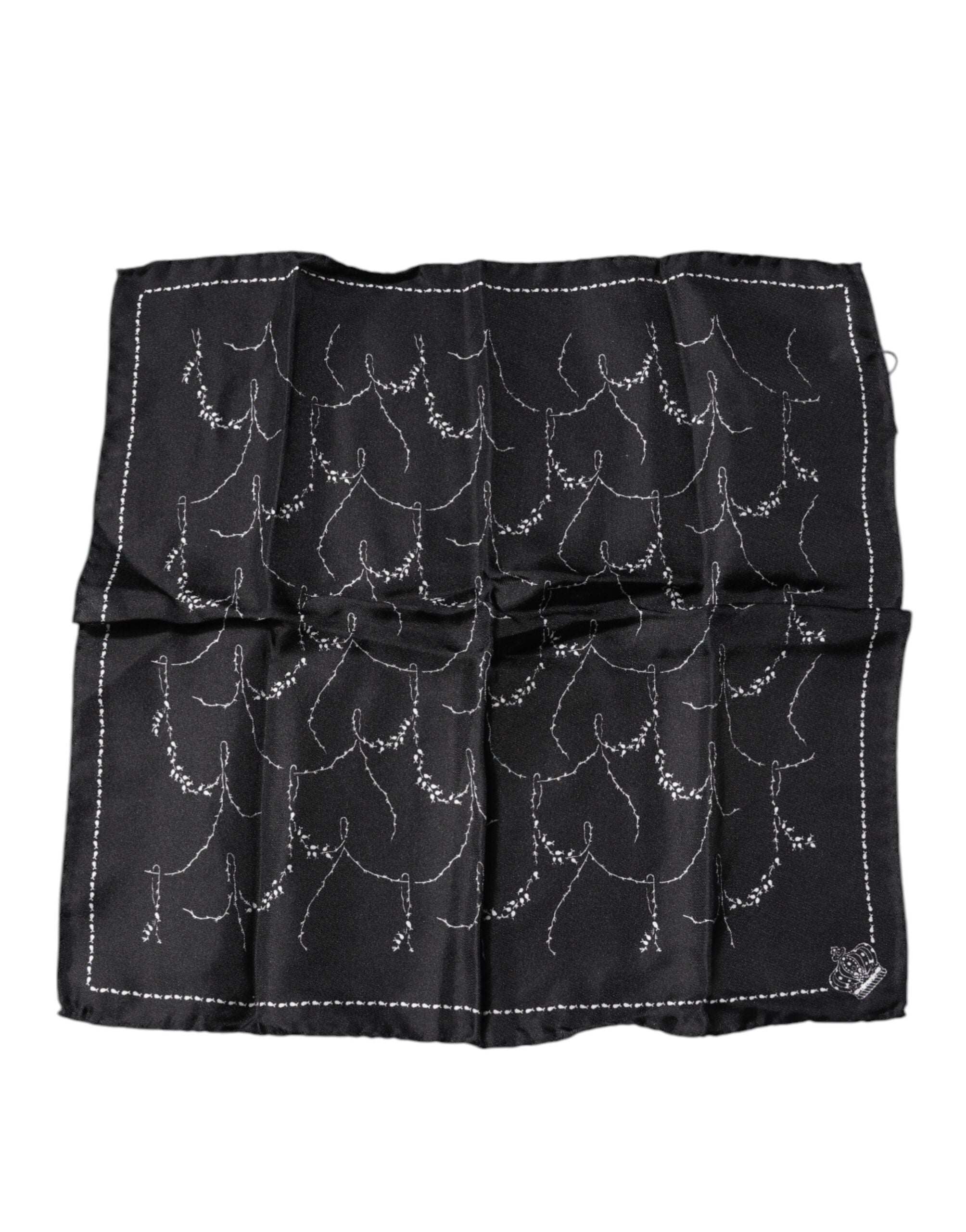 Dolce & Gabbana Μαντήλι Τσέπης από 100% Μετάξι με Μοτίβο σε Μαύρο