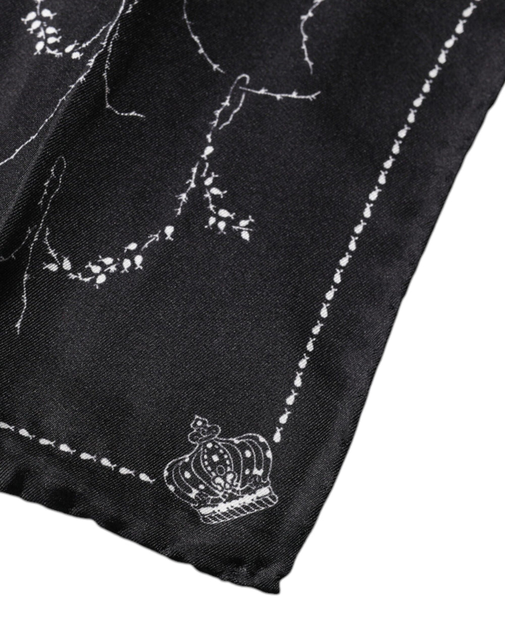 Dolce & Gabbana 100% Silk Patterned Handkerchief Scarf in Black