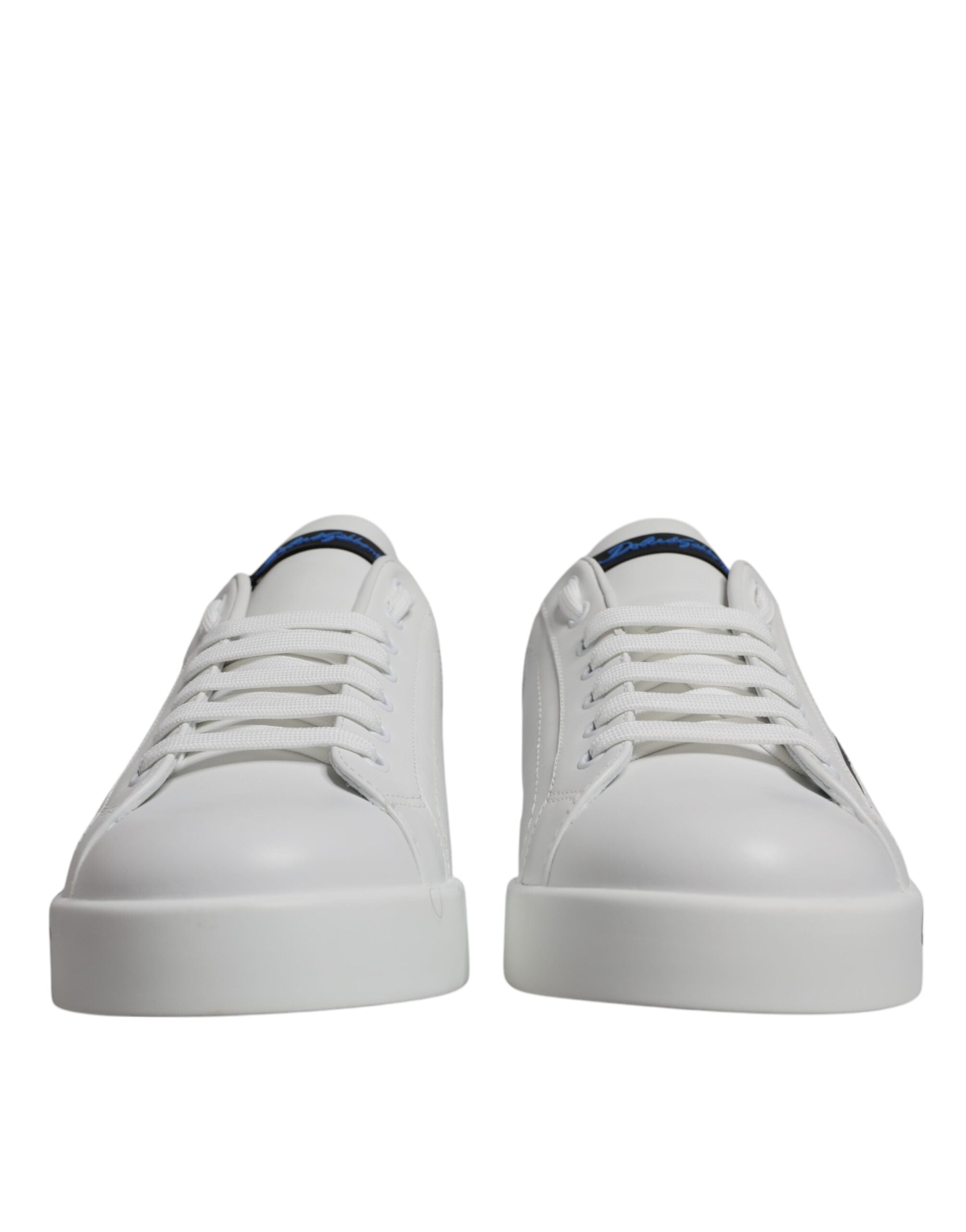 White Blue Leather Logo Low Top Sneakers Shoes mens luxury fashion - Mens Edit
