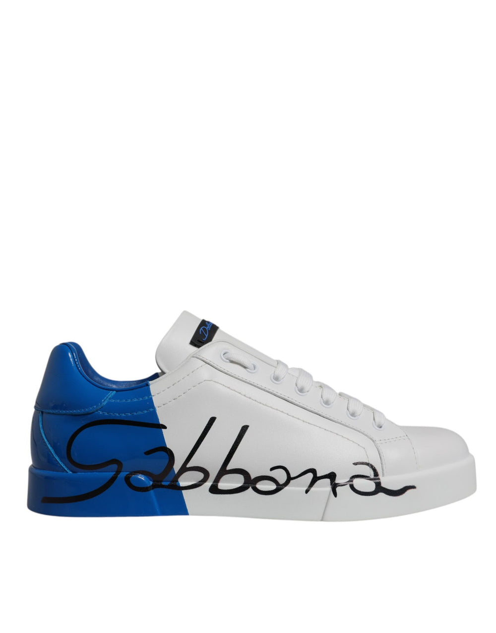 Dolce & Gabbana Calf Leather Low-Top Sneakers in White and Blue