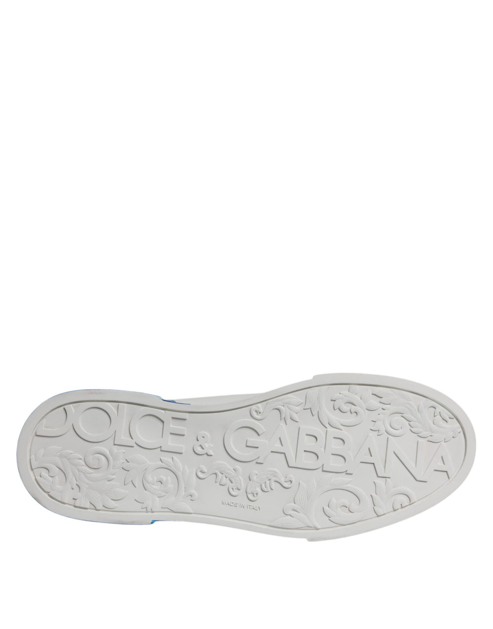 Dolce & Gabbana Calf Leather Low-Top Sneakers in White and Blue