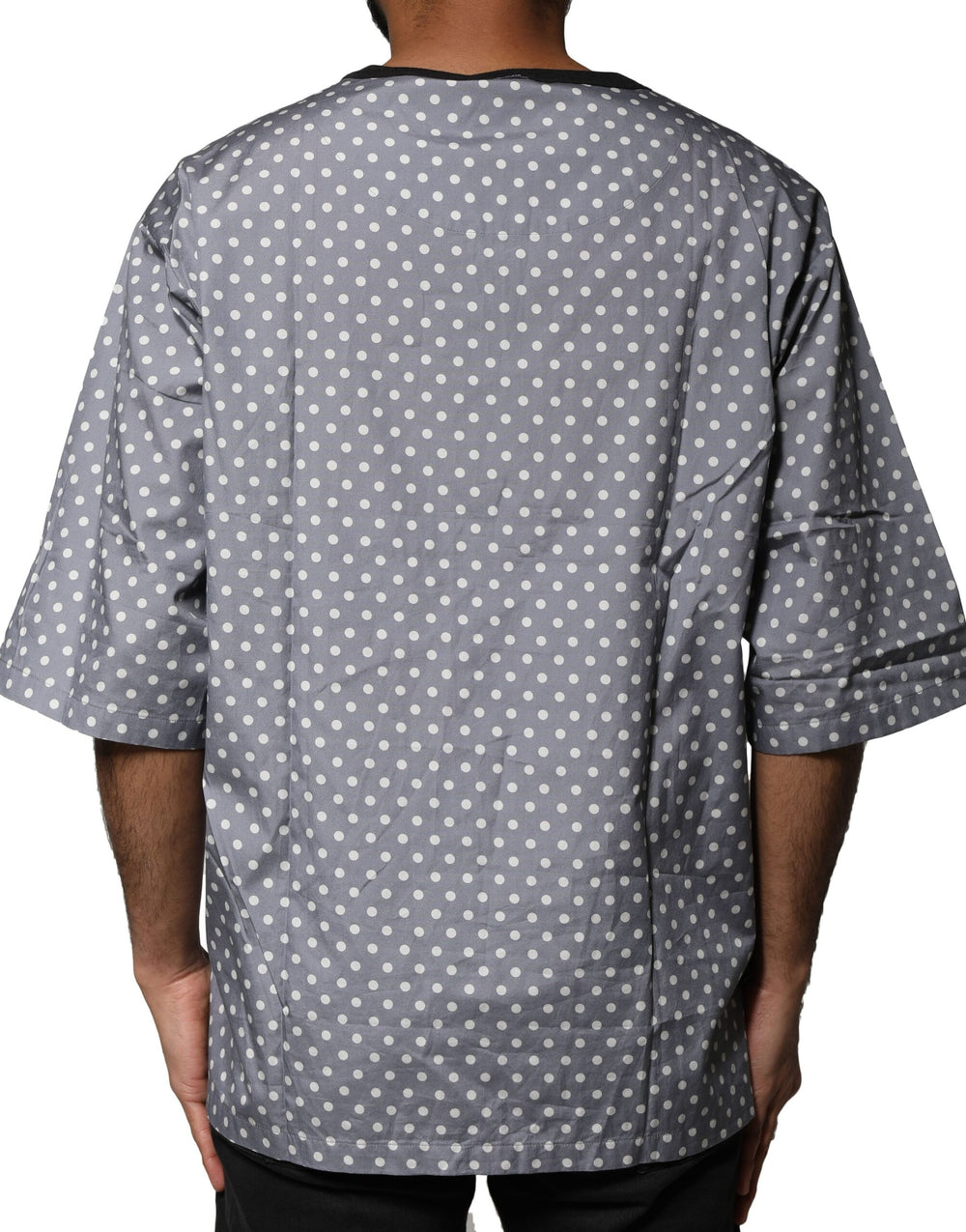 Dolce & Gabbana Polka Dot Pin-Up Print Cotton T-Shirt in Gray