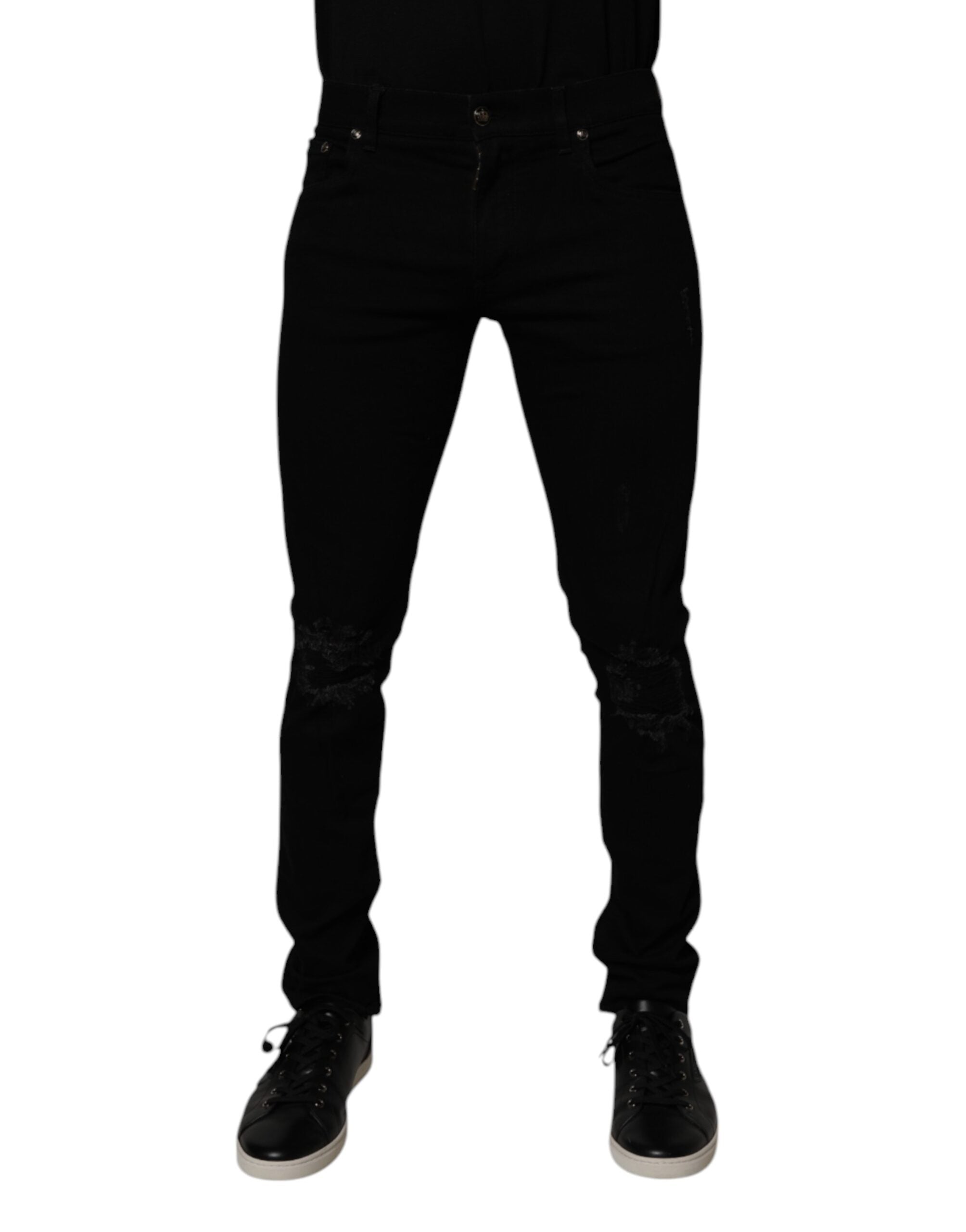 Black Cotton Stretch Skinny Men Denim Jeans mens luxury fashion - Mens Edit