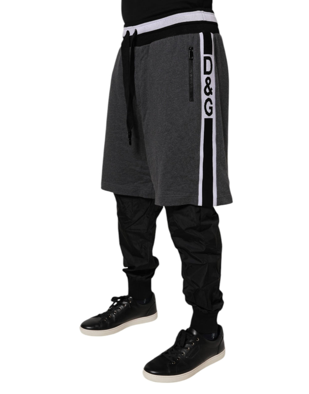 Dolce & Gabbana Cotton-Nylon Sweatpants in Black and Grey