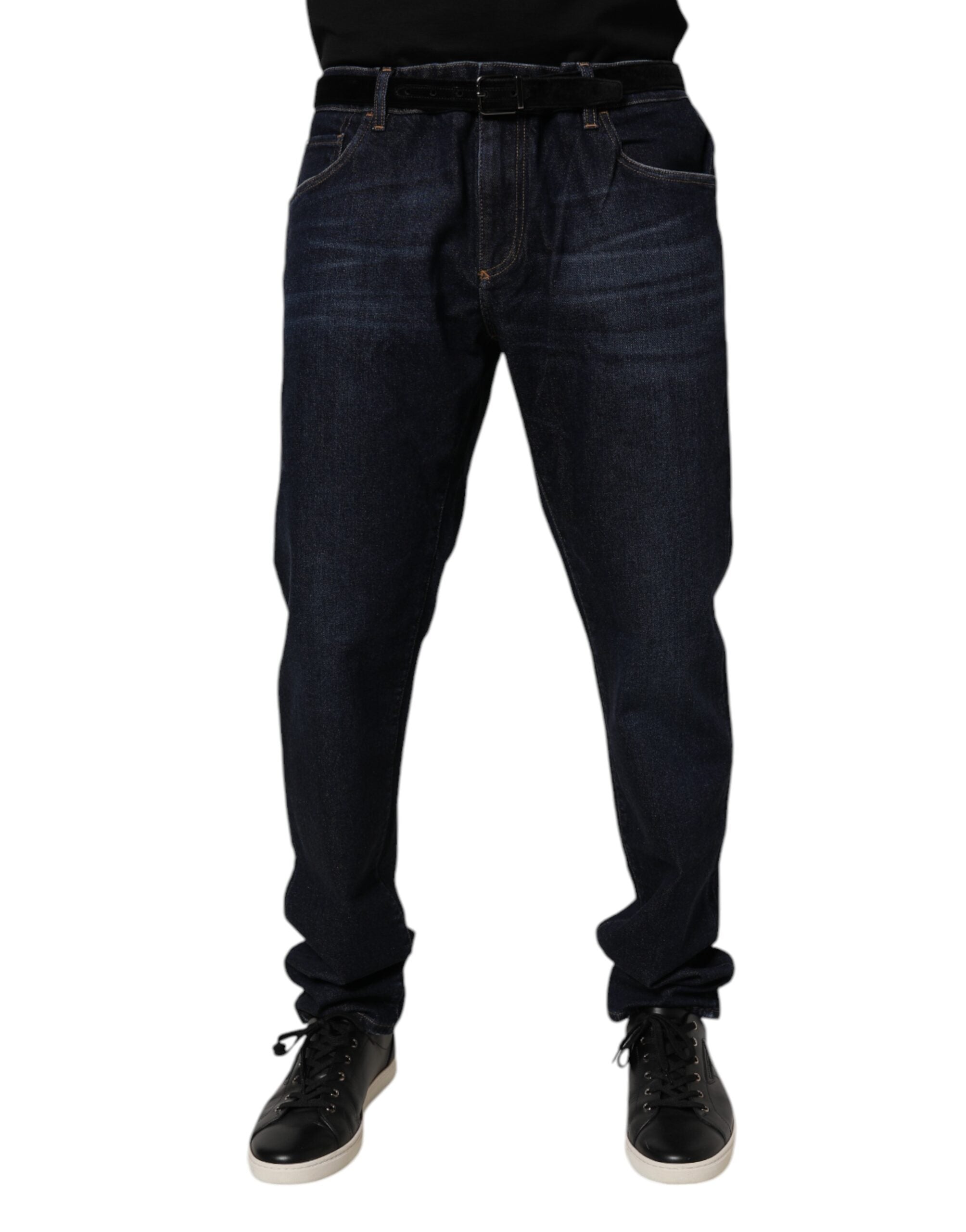 Dark Blue Cotton Stretch Skinny Denim Jeans mens luxury fashion - Mens Edit