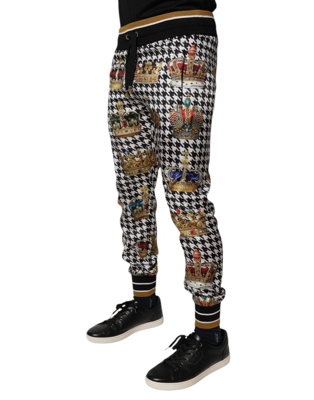 Dolce & Gabbana Houndstooth Crown Print Sweatpants in Multicolor