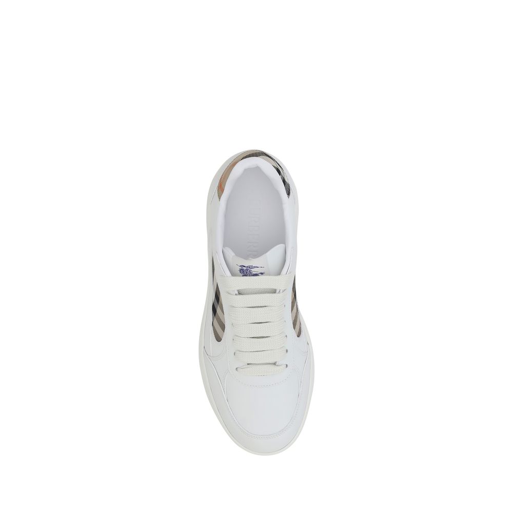 Burberry Calf Leather Low Top Sneakers in White