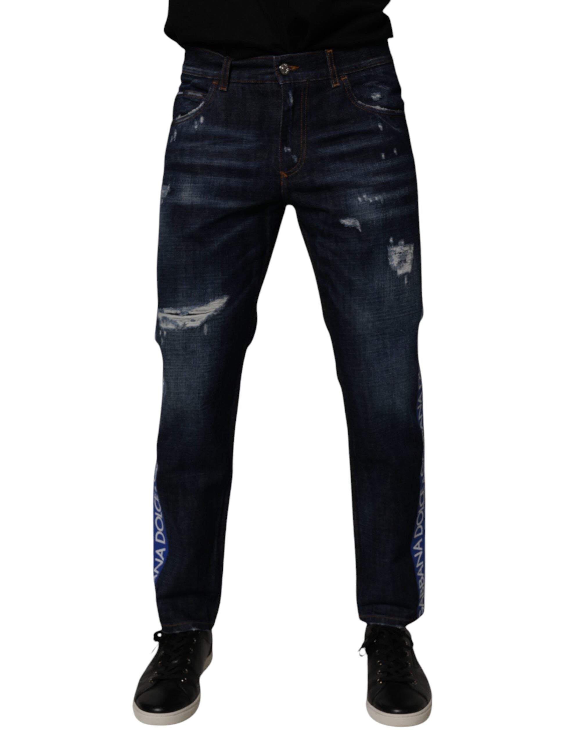 Dolce & Gabbana Βαμβακερά Skinny Jeans σε Σκούρο Μπλε