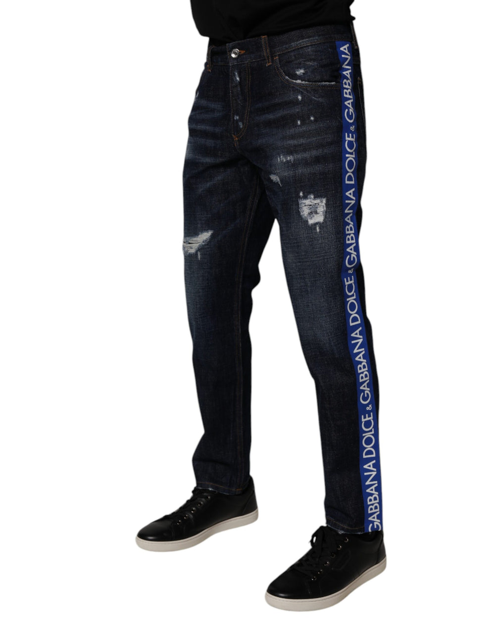 Dolce & Gabbana Cotton Skinny Denim Jeans in Dark Blue