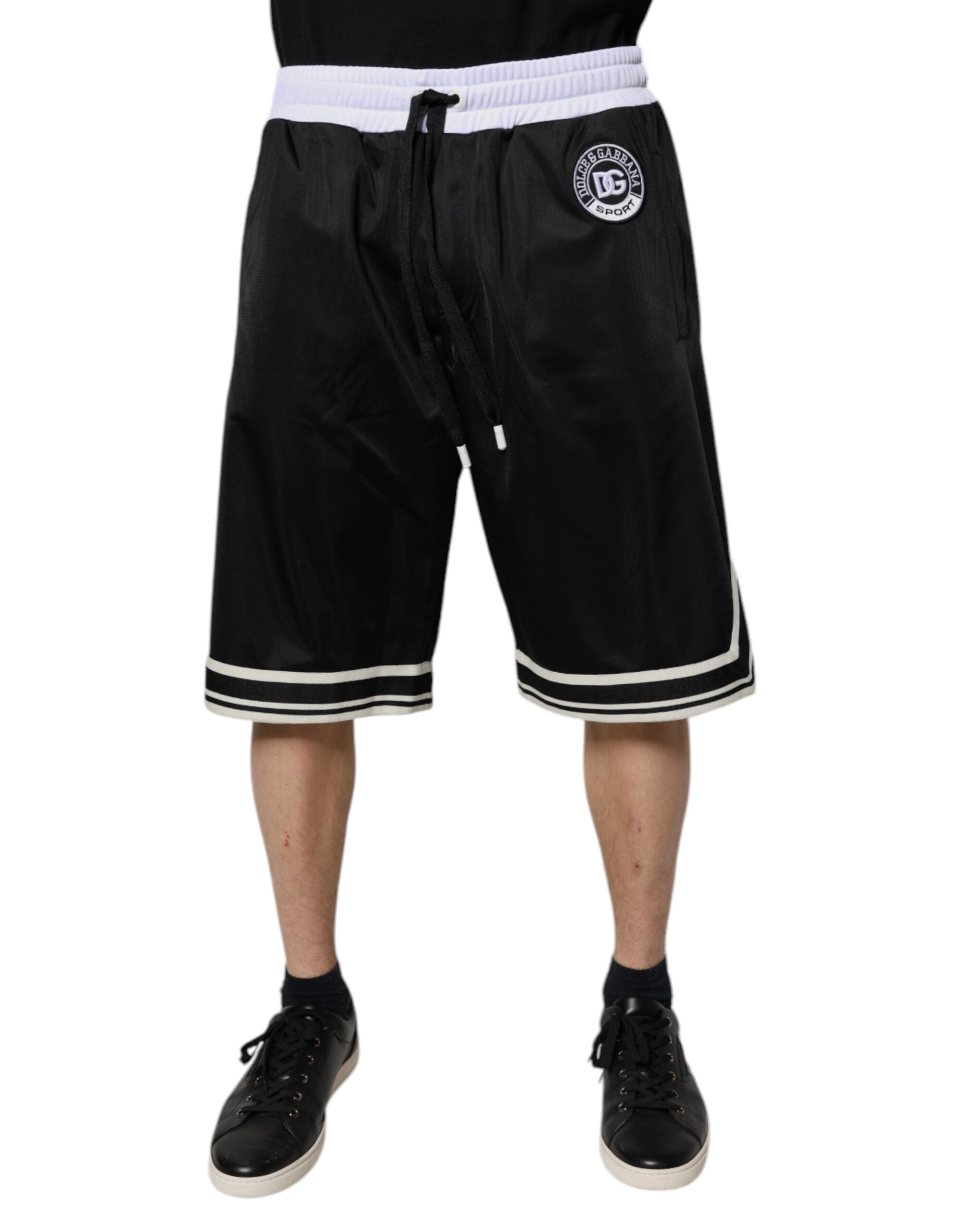 Black White Men Bermuda Sweatshorts Shorts mens luxury fashion - Mens Edit