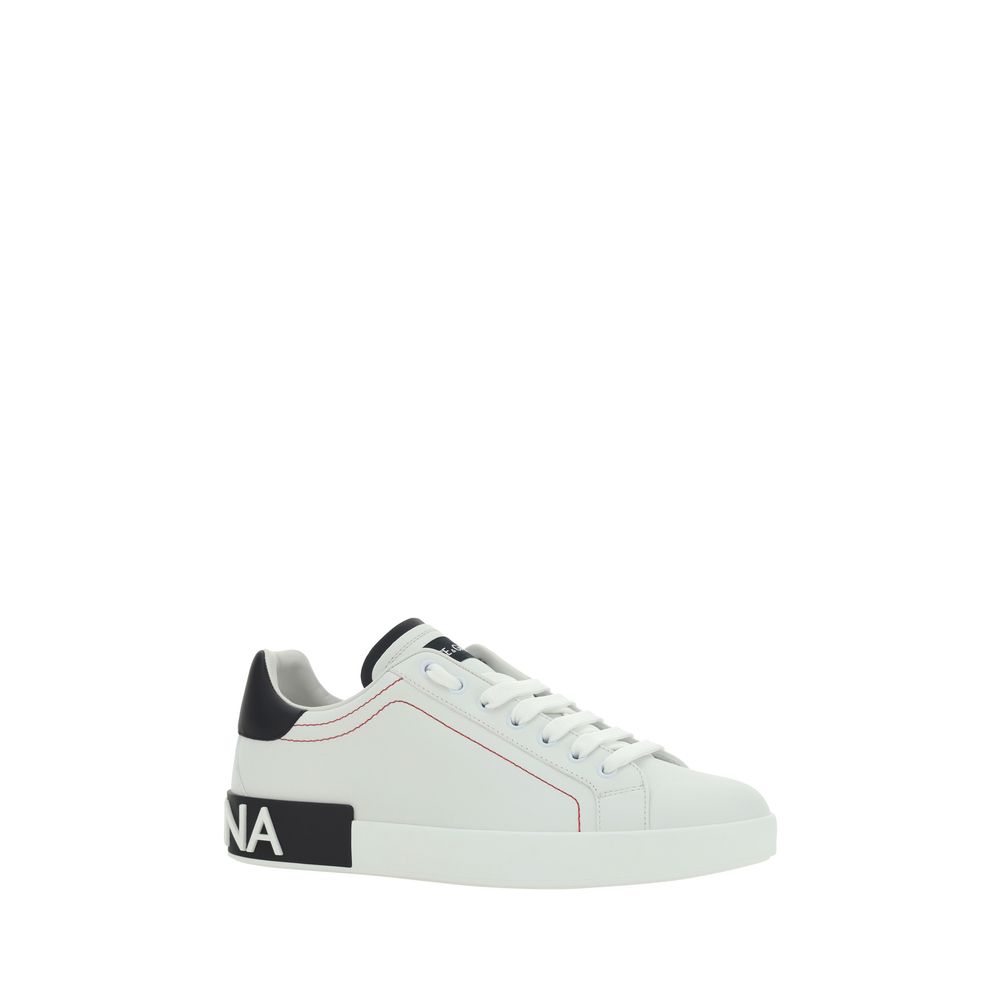 Dolce & Gabbana 100% Calf Leather Low Top Sneakers in White