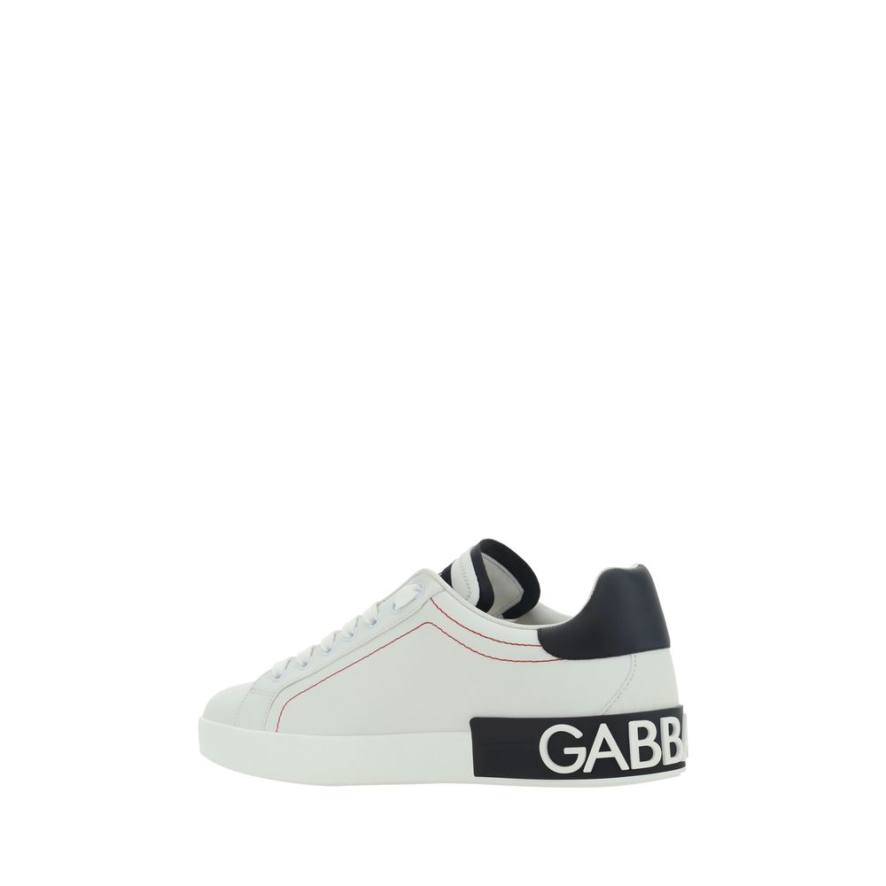 Dolce & Gabbana 100% Calf Leather Low Top Sneakers in White