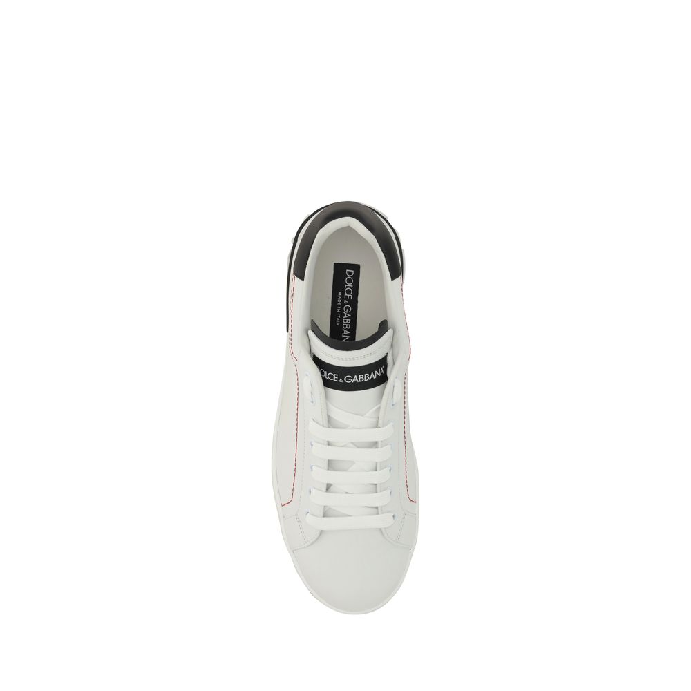 Dolce & Gabbana 100% Calf Leather Low Top Sneakers in White