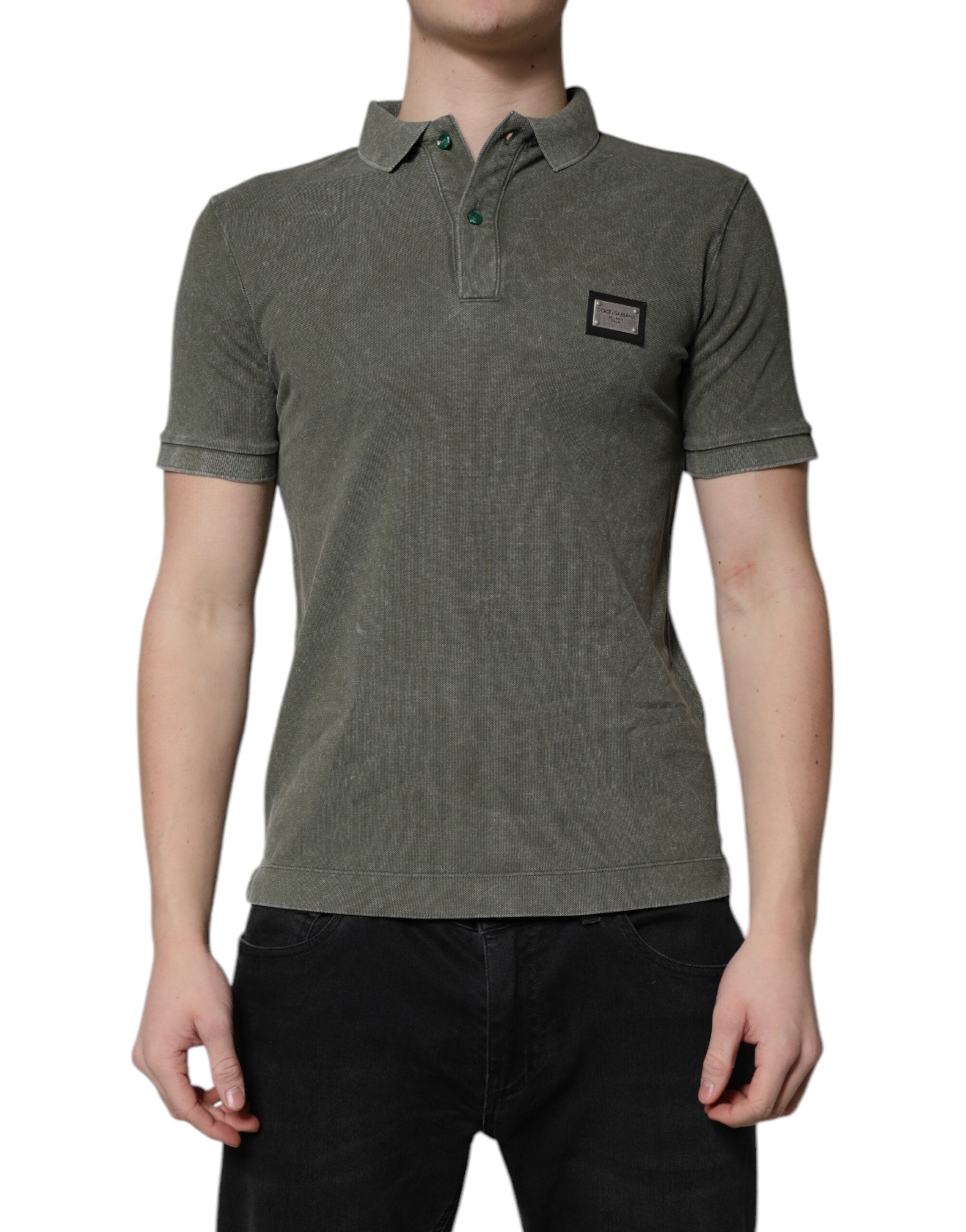 Dolce & Gabbana Βαμβακερό Polo σε Πράσινο Army