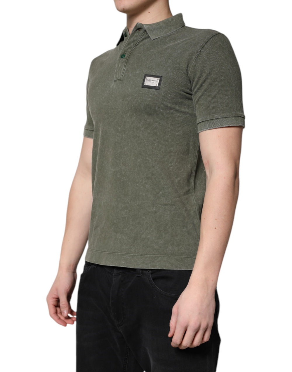 Dolce & Gabbana Cotton Polo Shirt in Army Green