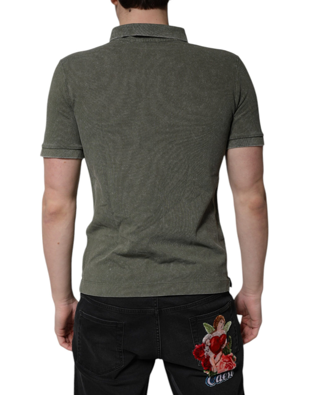 Dolce & Gabbana Cotton Polo Shirt in Army Green