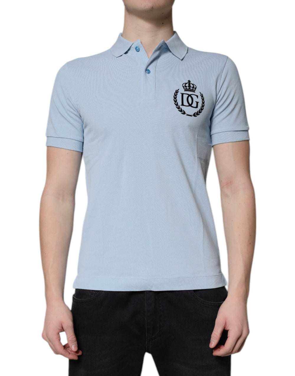 Dolce & Gabbana Cotton Polo Shirt in Sky Blue