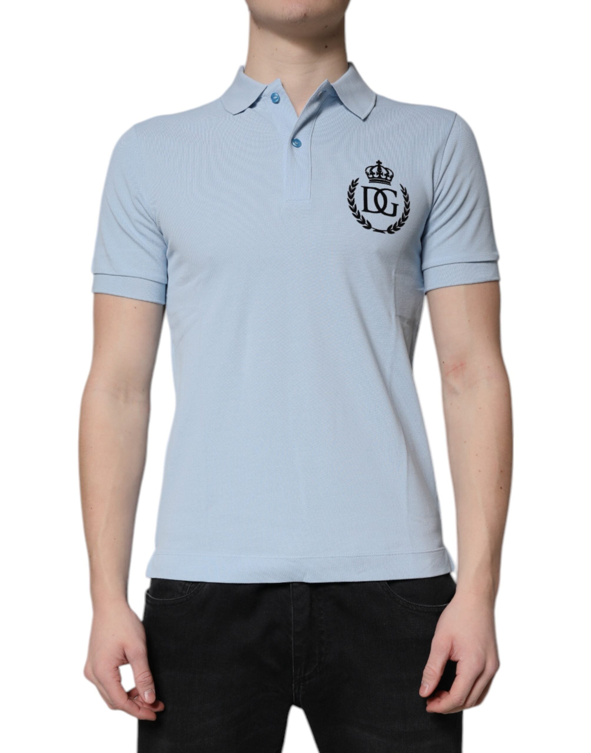 Dolce & Gabbana Βαμβακερό Polo σε Γαλάζιο