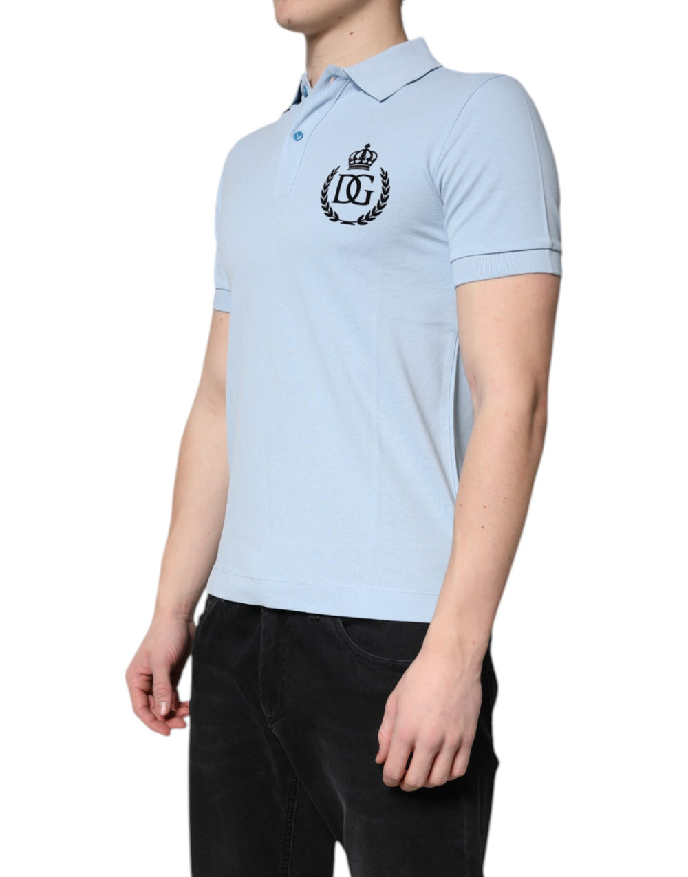 Dolce & Gabbana Cotton Polo Shirt in Sky Blue
