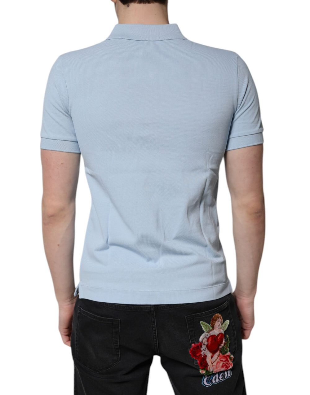 Dolce & Gabbana Cotton Polo Shirt in Sky Blue