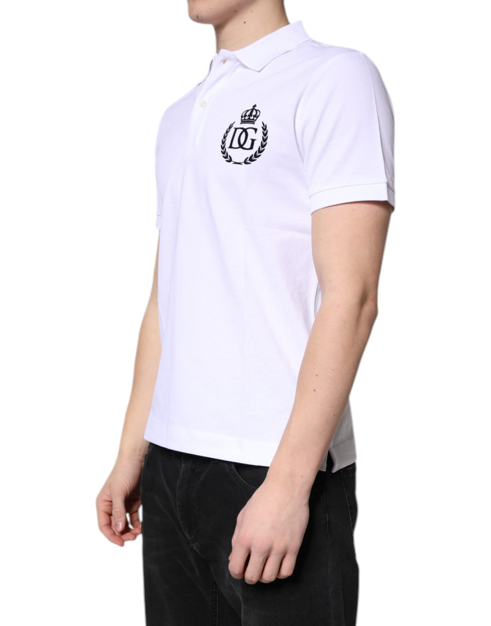 Dolce & Gabbana 100% Cotton Polo Shirt in White