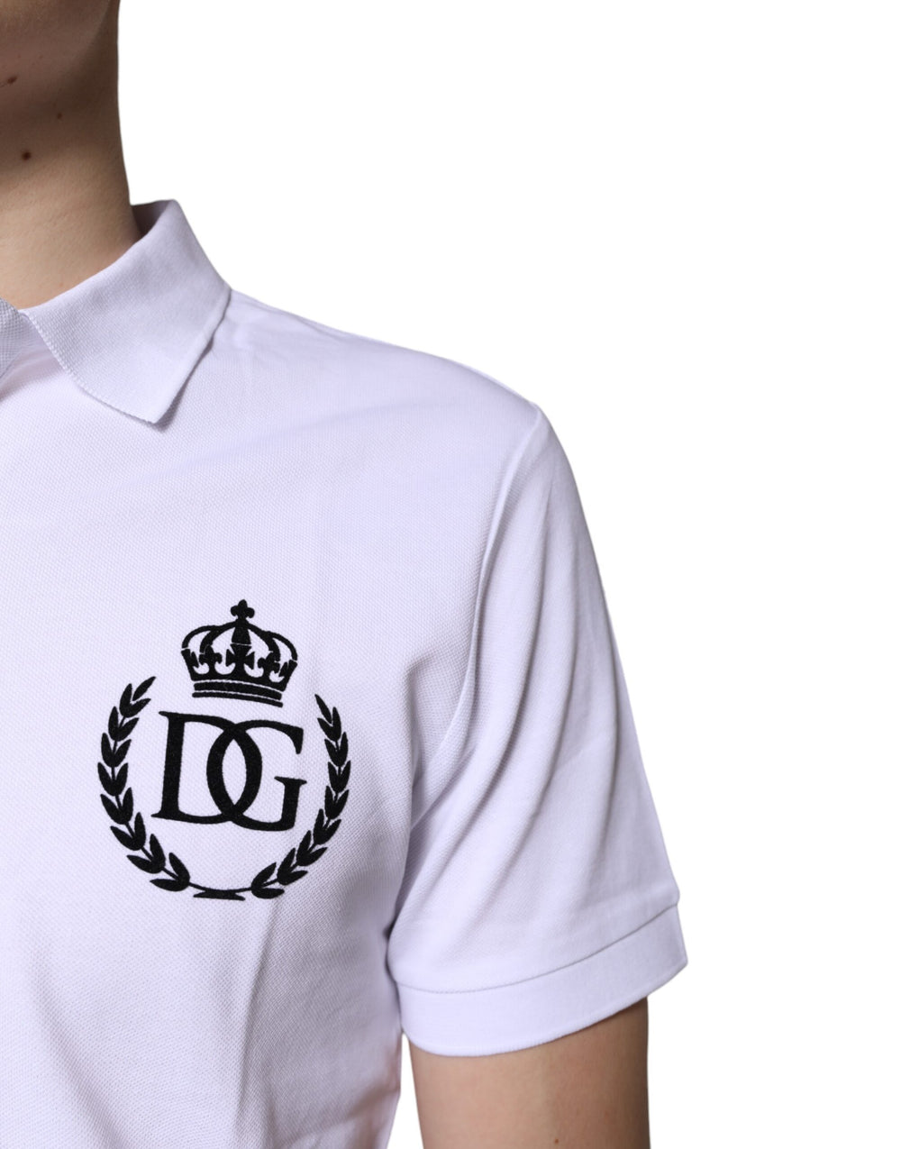 Dolce & Gabbana 100% Cotton Polo Shirt in White