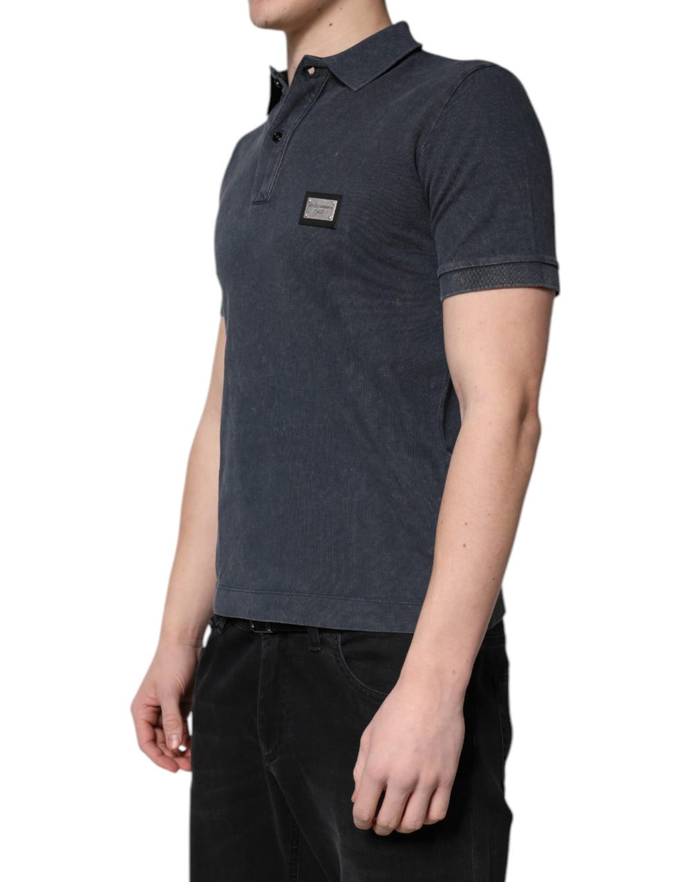 Dolce & Gabbana Cotton Polo Shirt in Dark Blue