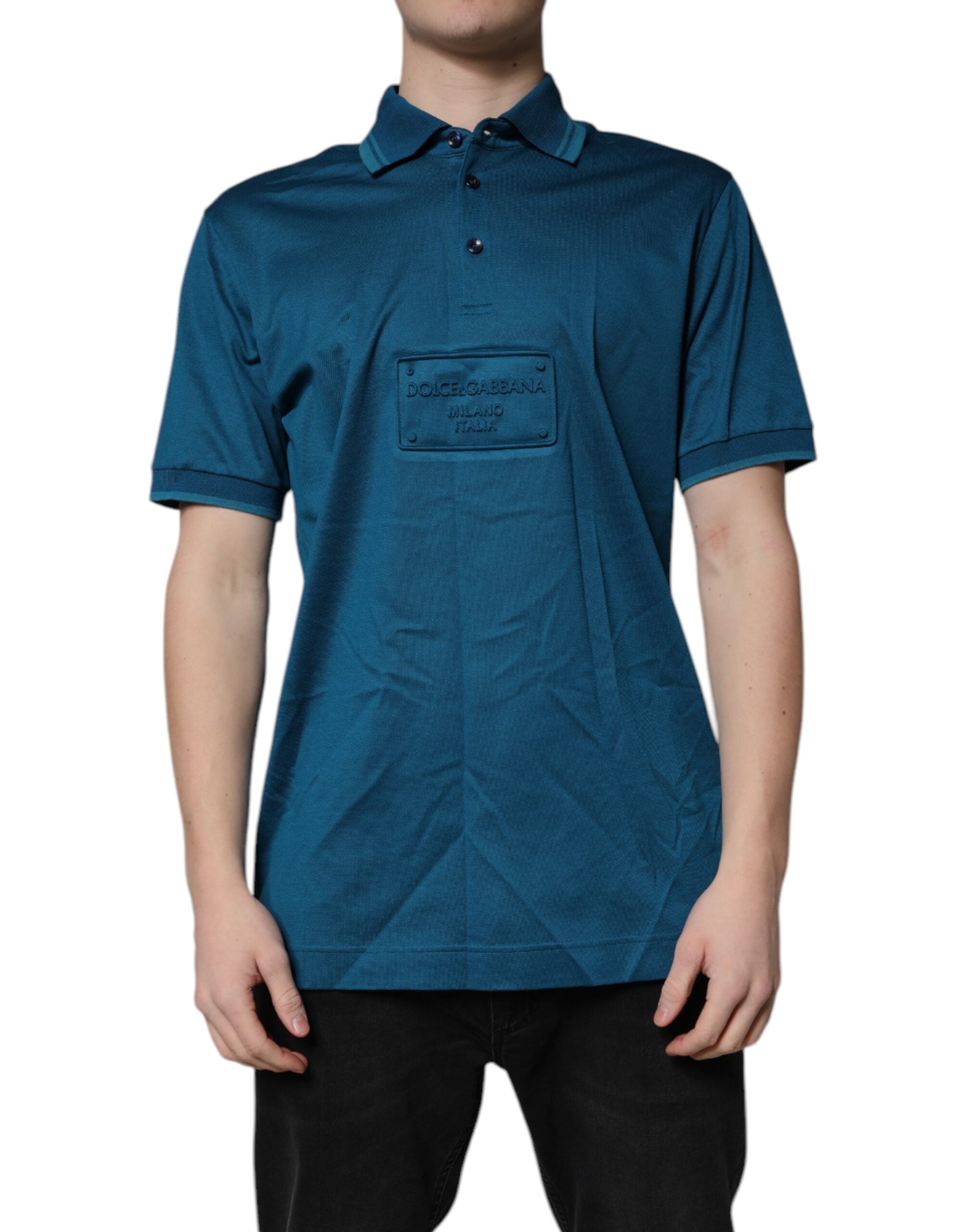 Blue Logo Cotton Men Polo Shirt T-shirt mens luxury fashion - Mens Edit