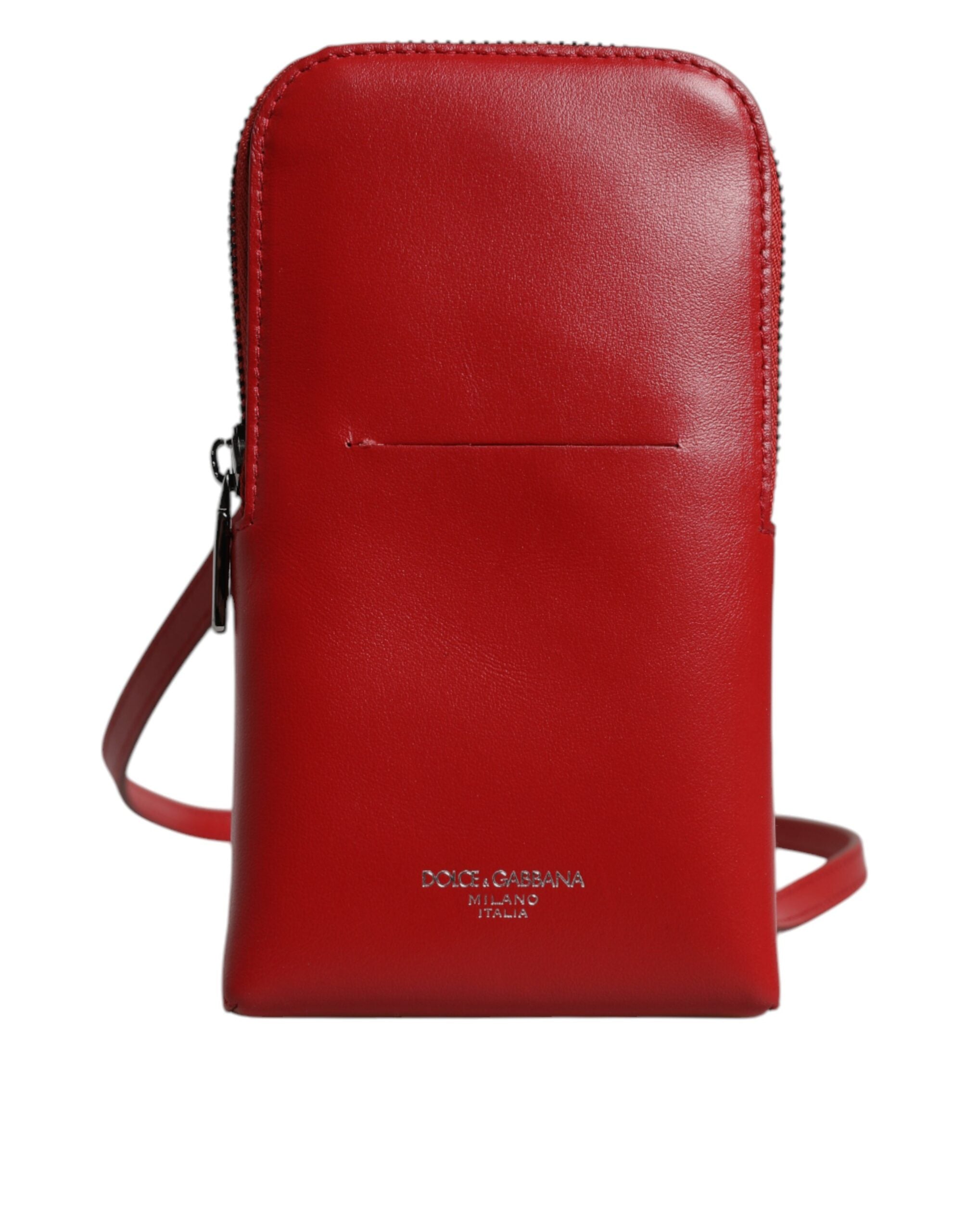 Dolce & Gabbana Δερμάτινη Τσάντα Phone Sling σε Κόκκινο