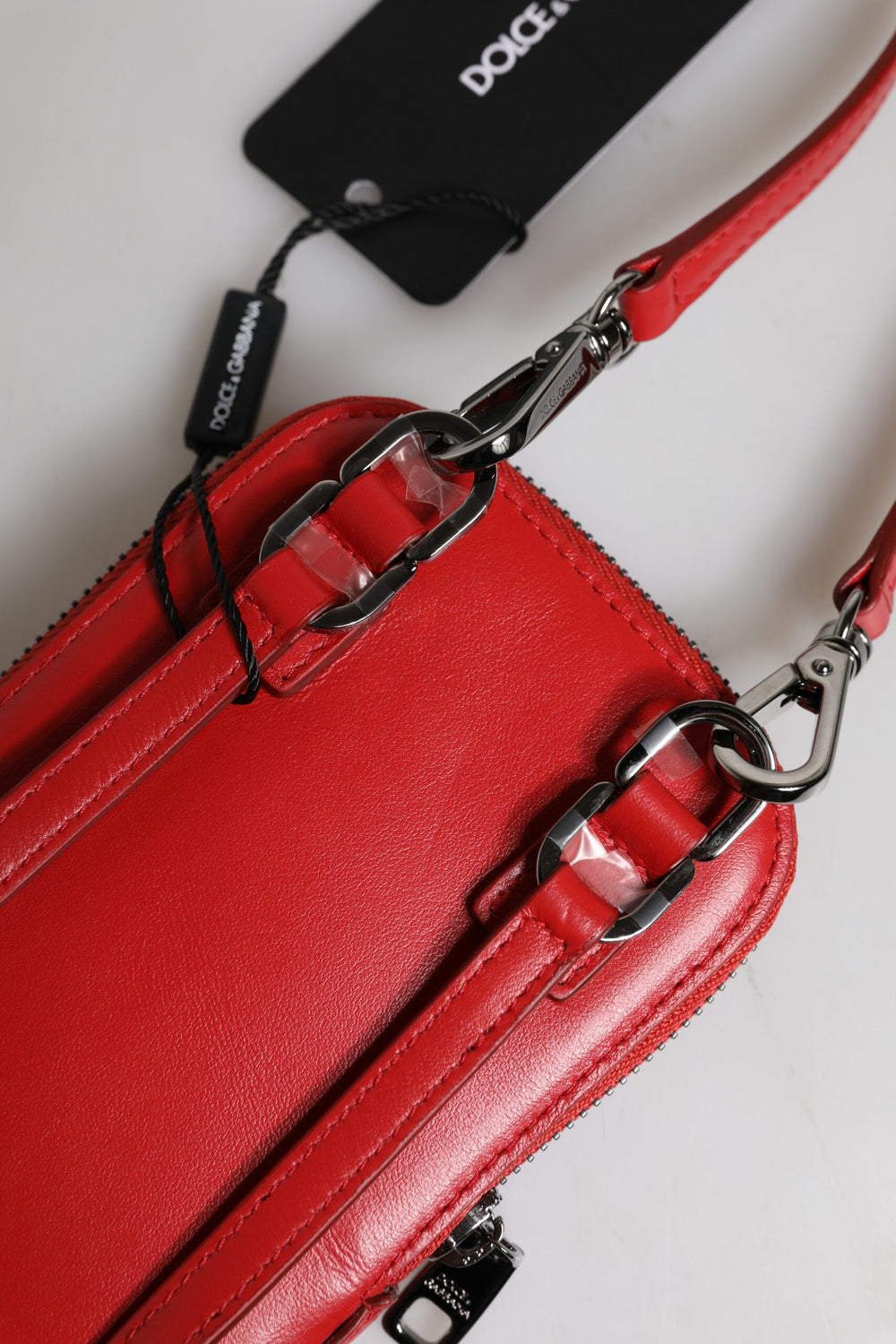 Dolce & Gabbana Leather Phone Sling Bag in Red