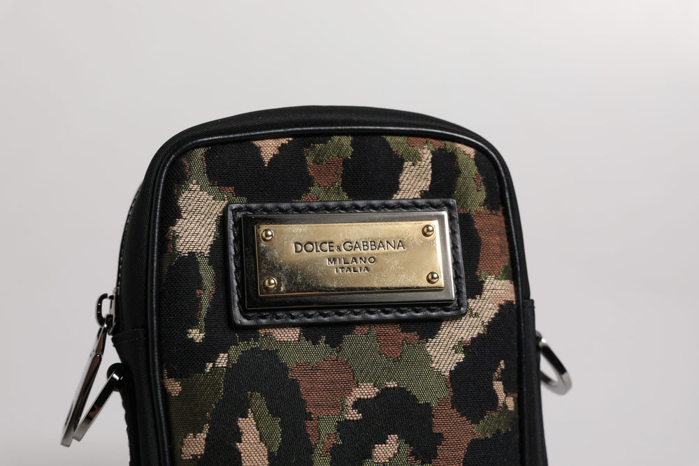Dolce & Gabbana Leopard Jacquard Neck Strap Bag in Multicolor