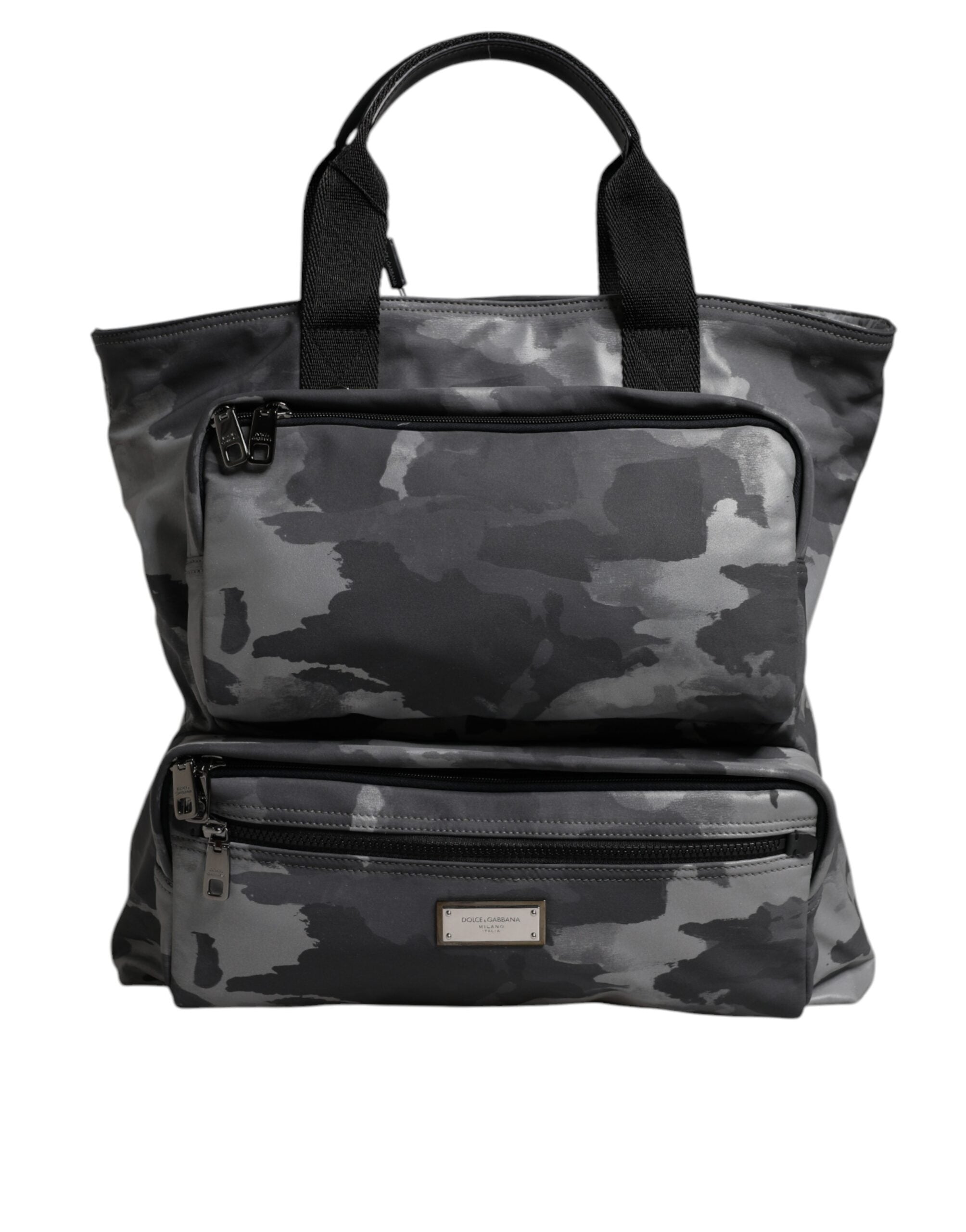 Dolce & Gabbana Βαμβακερή Tote Bag σε Γκρι Camouflage