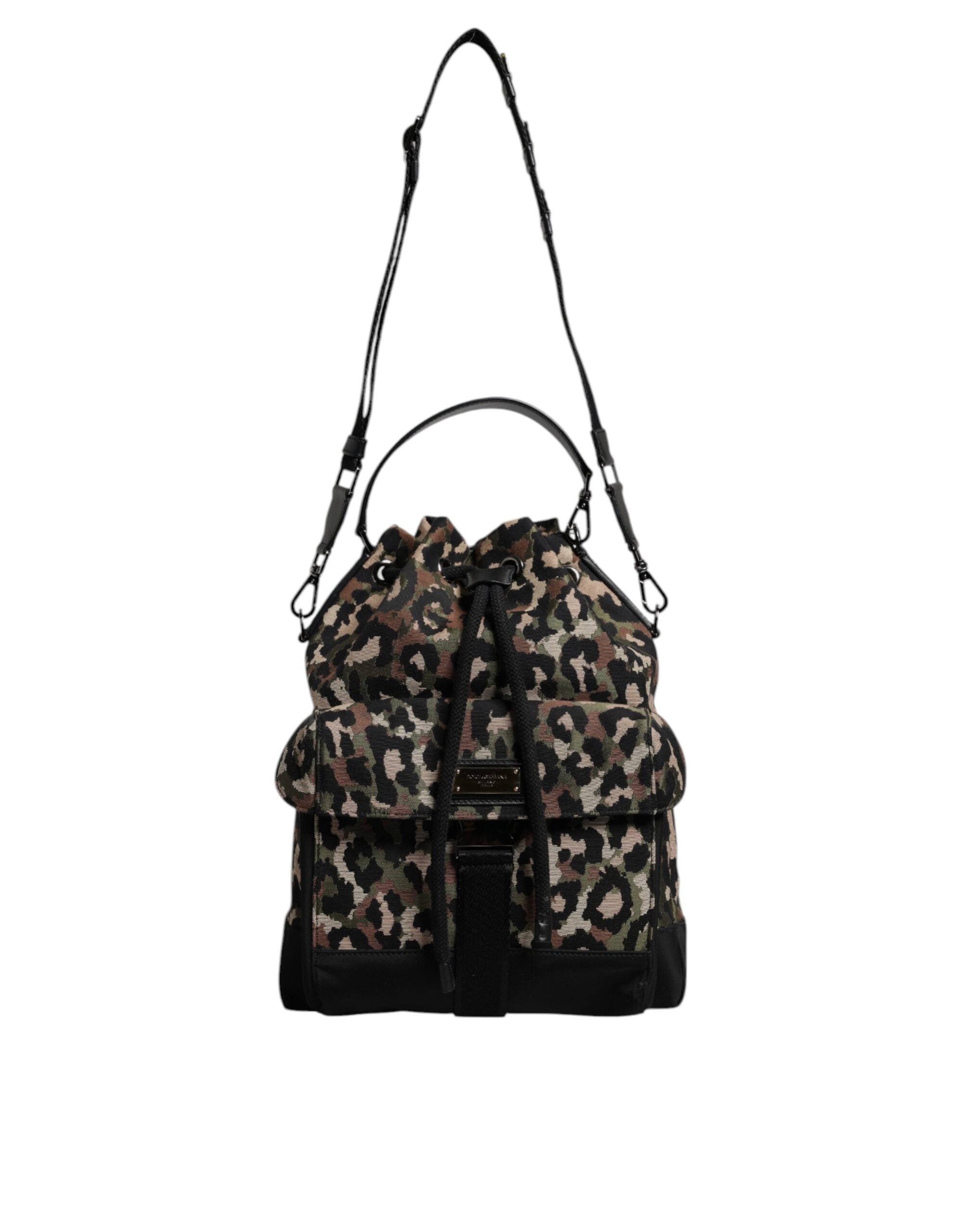 Dolce & Gabbana Τσάντα Bucket από βαμβακερό ύφασμα με Leopard Print σε Πολύχρωμο