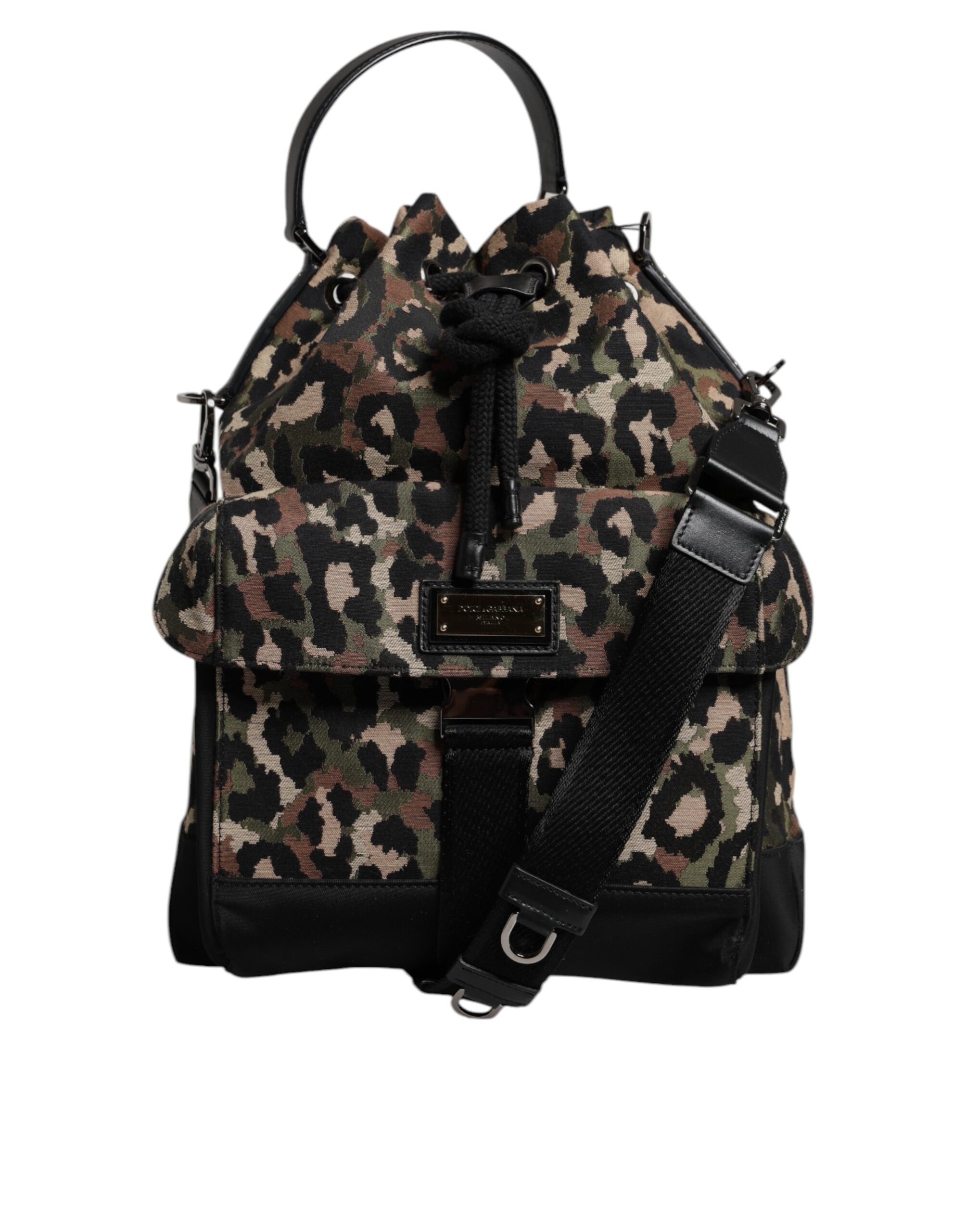 Dolce & Gabbana Τσάντα Bucket από βαμβακερό ύφασμα με Leopard Print σε Πολύχρωμο