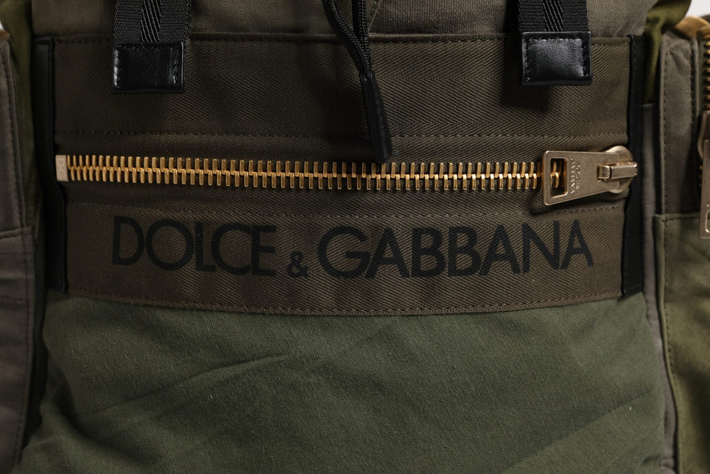 Dolce & Gabbana Patchwork School Backpack in Military Green