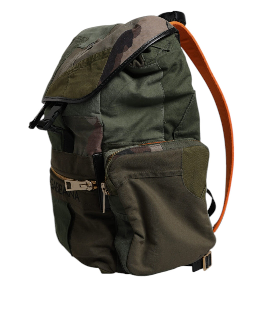 Dolce & Gabbana Cotton Patchwork Travel Backpack in Military Green