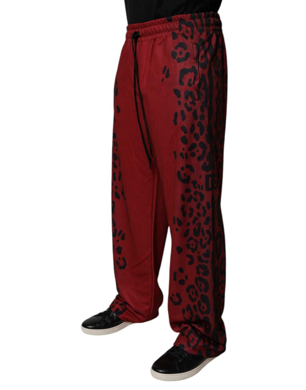 Dolce & Gabbana Leopard Print Jogger Pants in Red