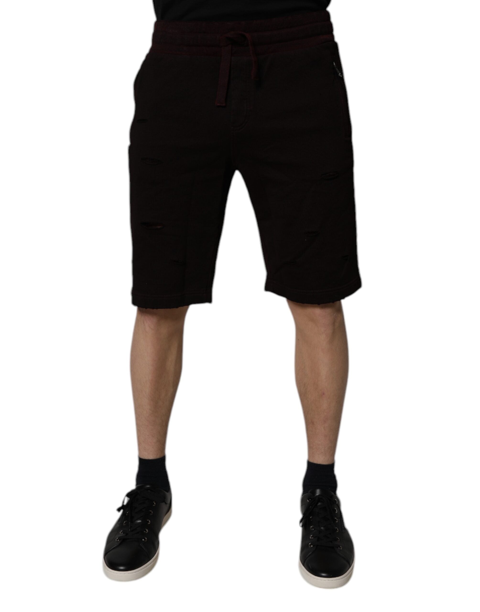 Maroon Cotton Sweatshorts Men Bermuda Shorts mens luxury fashion - Mens Edit